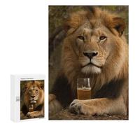 Rompecabezas 300 PCS para Adolescentes Lion Drinking Beer Rompecabezas para Adultos Juego Práctico Arte De Pared Desafiante De Completar 300 PCS