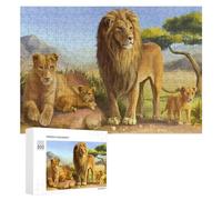 Rompecabezas 300 PCS para Adolescentes Lion Family in The Wild Rompecabezas para Adultos Juego Familiar Carrera De Velocidad De Manos Regalos para Reducir El Estrés 300 PCS