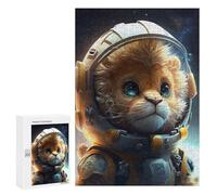 Rompecabezas 300 PCS para Adolescentes Lion in Space Suit Rompecabezas para Adultos Juego Familiar Decoración del Hogar para Cumpleaños, Navidad 300 PCS