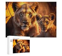 Rompecabezas 300 PCS para Adolescentes Lioness and Cub in Golden Light-1 Rompecabezas para Adultos Juego De Ingenio Análisis Y Lógica 300 PCS
