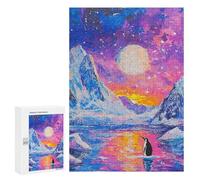 Rompecabezas 300 PCS para Adolescentes Lonely Penguin Sunset Rompecabezas para Adolescentes Juguetes DIY Decoración De Pared Ayuda A Ejercitar El Cerebro 300 PCS