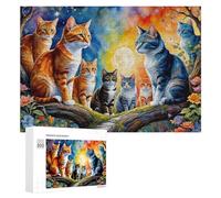 Rompecabezas 300 PCS para Adolescentes Magical Cat Garden Fantasy Rompecabezas para Adultos Juegos Relajantes Decoración Interacción Entre Padres E Hijos 300 PCS