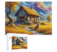 Rompecabezas 300 PCS para Adolescentes Magical Cottage in Autumn Rompecabezas para Adultos Juegos Divertidos Una Obra De Arte Ayuda A Ejercitar El Cerebro 300 PCS