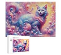 Rompecabezas 300 PCS para Adolescentes Magical Fantasy Cat Art Rompecabezas para Adolescentes Juegos Divertidos Ensamblaje De Patrones Ayuda Al Cerebro A Ejercitarse 300 PCS