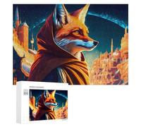 Rompecabezas 300 PCS para Adolescentes Magical Fox in Fantasy Cityscape Rompecabezas para Adultos Juegos Relajantes Difícil Difícil Desafío Educativo 300 PCS