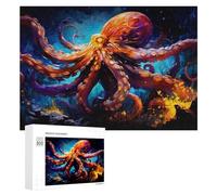 Rompecabezas 300 PCS para Adolescentes Magical Octopus in An Enchanted Ocean Rompecabezas para Adultos Juguete Decoración De Pared Mejora La Memoria Ayuda A Ejercitar El Cerebro 300 PCS