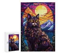 Rompecabezas 300 PCS para Adolescentes Maine Coon Cat Abstract Rompecabezas para Adultos Juego Práctico Pero Divertido Y Humorístico para Cumpleaños, Navidad 300 PCS