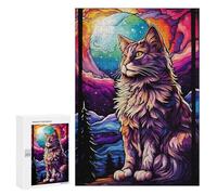 Rompecabezas 300 PCS para Adolescentes Maine Coon Cat Colorful Rompecabezas para Adultos Juego Práctico Arte De Pared Desafiante De Completar 300 PCS