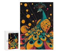 Rompecabezas 300 PCS para Adolescentes Majestic Peacock Illustration Vibrant and Elegant Design Peacock with Colorful Feathers Rompecabezas para Adultos Juego Práctico Regalo De Cumpleaños Regalo De