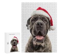 Rompecabezas 300 PCS para Adolescentes Mastiff Dog with Santa Hat Rompecabezas para Adultos Juguete Decoración De Pared Difícil Difícil Desafiante De Completar 300 PCS