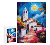 Rompecabezas 300 PCS para Adolescentes Mediterranean Village at Night Rompecabezas para Adultos Juego Práctico Decoración del Hogar Cumpleaños Y Navidad 300 PCS