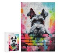 Rompecabezas 300 PCS para Adolescentes Miniature Schnauzer Bricks Rompecabezas para Adultos Juego Práctico Pero Divertido Y Humorístico Regalo De Cumpleaños, Regalos, 300 PCS