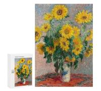 Rompecabezas 300 PCS para Adolescentes Monet Bouquet of Sunflower Rompecabezas para Adultos Juego Familiar Decoración del Hogar para Cumpleaños, Navidad 300 PCS