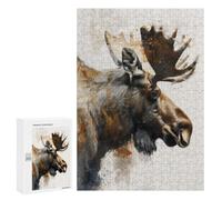 Rompecabezas 300 PCS para Adolescentes Moose Painting Art Rompecabezas para Adultos Juguete Decoración De Pared Difícil Difícil Desafiante De Completar 300 PCS