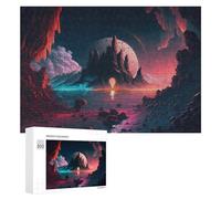 Rompecabezas 300 PCS para Adolescentes Mystical Alien Landscape with Glowing Moon Rompecabezas para Adultos Juegos Divertidos Una Obra De Arte Ayuda A Ejercitar El Cerebro 300 PCS