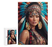 Rompecabezas 300 PCS para Adolescentes Native American Headdress Art Rompecabezas para Adultos Juego De Ingenio Análisis Y Lógica 300 PCS