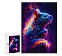 Rompecabezas 300 PCS para Adolescentes Neon Cosmic Mouse Rompecabezas Juegos Familiares Ensamblaje De Patrones Cumpleaños Y Navidad 300 PCS