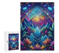 Rompecabezas 300 PCS para Adolescentes Neon Nature Stained Glass Rompecabezas para Adultos Juguetes DIY para La Diversión Familiar Ayuda A Ejercitar El Cerebro 300 PCS