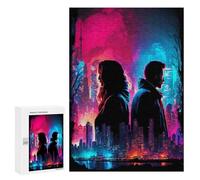 Rompecabezas 300 PCS para Adolescentes Neon Nightscape Romance Rompecabezas para Adultos Juguete Decoración De Pared Difícil Difícil Desafiante De Completar 300 PCS