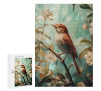 Rompecabezas 300 PCS para Adolescentes Nightingale Bird on Branch with Flowers Rompecabezas para Adultos Juguetes De Bricolaje Pero Un Desafío Educativo Divertido Y Humorístico 300 PCS