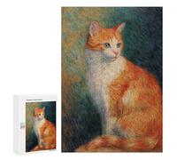 Rompecabezas 300 PCS para Adolescentes Orange Tabby Cat Painting -2 Rompecabezas para Adultos Mejora La Memoria Interacción Entre Padres E Hijos Juguete Juego Intelectual 300 PCS