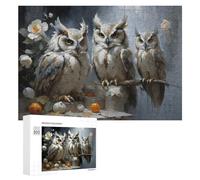 Rompecabezas 300 PCS para Adolescentes Owl Trio with Flowers Rompecabezas para Adultos Juego De Ingenio Análisis Y Lógica 300 PCS