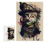 Rompecabezas 300 PCS para Adolescentes Painting of A Cat Pirate Rompecabezas para Adultos Juego Práctico Decoración del Hogar Cumpleaños Y Navidad 300 PCS