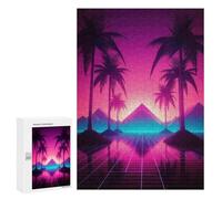 Rompecabezas 300 PCS para Adolescentes Palm Tree Retrowave Rompecabezas para Adultos Juego Práctico Decoración del Hogar Cumpleaños Y Navidad 300 PCS