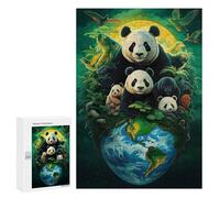 Rompecabezas 300 PCS para Adolescentes Panda Earth Day Rompecabezas para Adultos Juego Práctico Arte De Pared Desafiante De Completar 300 PCS