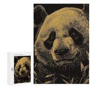 Rompecabezas 300 PCS para Adolescentes Panda Portrait in Gold and Black Rompecabezas para Adultos Juego Práctico Pero Divertido Y Humorístico Regalo De Cumpleaños, Regalos, 300 PCS