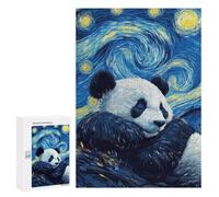 Rompecabezas 300 PCS para Adolescentes Panda Starry Night Rompecabezas para Adultos Juego Práctico Pero Divertido Y Humorístico para Cumpleaños, Navidad 300 PCS