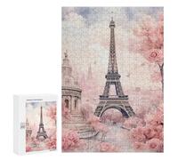 Rompecabezas 300 PCS para Adolescentes Parisian Romance Eiffel Tower in Bloom Rompecabezas para Adultos Juegos Divertidos Una Obra De Arte Ayuda A Ejercitar El Cerebro 300 PCS