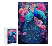 Rompecabezas 300 PCS para Adolescentes Peacock Paradise Vibrant Floral Artwork Rompecabezas para Adultos Juegos Relajantes Difícil Difícil Desafío Educativo 300 PCS