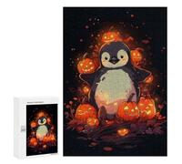 Rompecabezas 300 PCS para Adolescentes Penguin in A Pumpkin Patch Rompecabezas para Adultos Juego Práctico Decoración del Hogar Cumpleaños Y Navidad 300 PCS