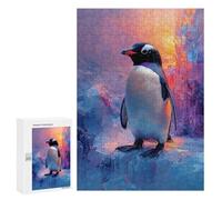 Rompecabezas 300 PCS para Adolescentes Penguin on Ice with Colorful Background Rompecabezas para Adultos Juguetes DIY para La Diversión Familiar Ayuda A Ejercitar El Cerebro 300 PCS
