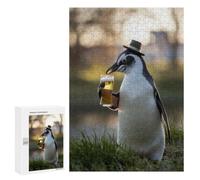 Rompecabezas 300 PCS para Adolescentes Penguin Sipping A Beer Rompecabezas para Adultos Juegos De Relajación Vacaciones En Casa Matar El Tiempo 300 PCS