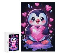 Rompecabezas 300 PCS para Adolescentes Penguin with Hearts Rompecabezas para Adultos Juegos De Relajación Vacaciones En Casa Matar El Tiempo 300 PCS