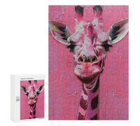 Rompecabezas 300 PCS para Adolescentes Pink Giraffe Art Print-1 Rompecabezas para Adultos Mejora La Memoria Interacción Entre Padres E Hijos Juguete Juego Intelectual 300 PCS