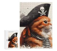 Rompecabezas 300 PCS para Adolescentes Pirate Cat Portrait Rompecabezas para Adultos Juego Familiar Una Obra De Arte como Regalo para Toda La Familia 300 PCS