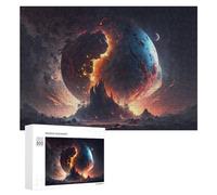 Rompecabezas 300 PCS para Adolescentes Planetary Collision A Fiery Apocalypse Rompecabezas para Adultos Juguete Decoración De Pared Mejora La Memoria Ayuda A Ejercitar El Cerebro 300 PCS