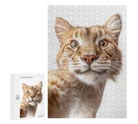 Rompecabezas 300 PCS para Adolescentes Playful Wild Cat Taking Selfie Rompecabezas para Adultos Juegos De Relajación Vacaciones En Casa Matar El Tiempo 300 PCS