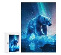Rompecabezas 300 PCS para Adolescentes Polar Bear in Aurora Borealis Rompecabezas para Adultos Juego Familiar Una Obra De Arte como Regalo para Toda La Familia 300 PCS
