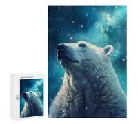 Rompecabezas 300 PCS para Adolescentes Polar Bear in Starry Sky Rompecabezas para Adultos Juegos De Relajación Vacaciones En Casa Matar El Tiempo 300 PCS