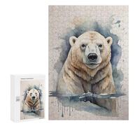 Rompecabezas 300 PCS para Adolescentes Polar Bear in Watercolor Rompecabezas Juego De Ingenio Aliviador De Estrés Desafiante para Completar 300 PCS