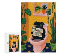 Rompecabezas 300 PCS para Adolescentes Pug Reading Newspaper on Toilet Rompecabezas DIY Juguetes Una Obra De Arte como Regalo para Toda La Familia 300 PCS