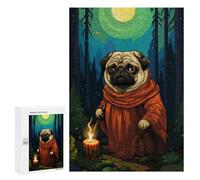Rompecabezas 300 PCS para Adolescentes Pug Wizard Retro Pixel Art Rompecabezas Juegos Familiares Ensamblaje De Patrones Cumpleaños Y Navidad 300 PCS