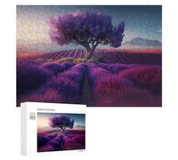 Rompecabezas 300 PCS para Adolescentes Purple Lavender Field with Tree Rompecabezas para Adultos Juego De Ingenio Análisis Y Lógica 300 PCS