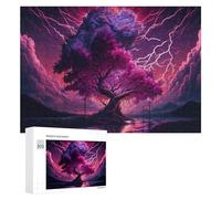 Rompecabezas 300 PCS para Adolescentes Purple Lightning Tree Landscape Rompecabezas para Adultos Juguetes De Bricolaje Pero Un Desafío Educativo Divertido Y Humorístico 300 PCS