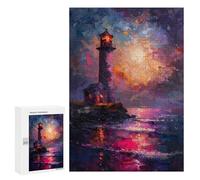 Rompecabezas 300 PCS para Adolescentes Purple Ocean Lighthouse Rompecabezas para Adultos Juego Práctico Regalo De Cumpleaños Regalo De Cumpleaños, Regalos, 300 PCS