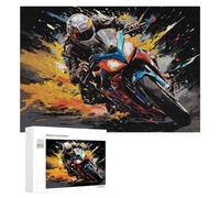 Rompecabezas 300 PCS para Adolescentes Racing Spirit Motorcycle Speed Art Rompecabezas para Adultos Juguete Decoración De Pared Mejora La Memoria Ayuda A Ejercitar El Cerebro 300 PCS